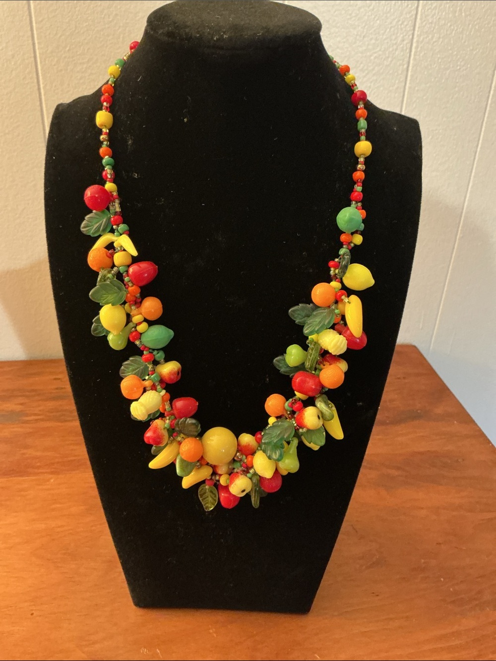 Colorful Fruit Bead Cluster Necklace - Yellow Red Green